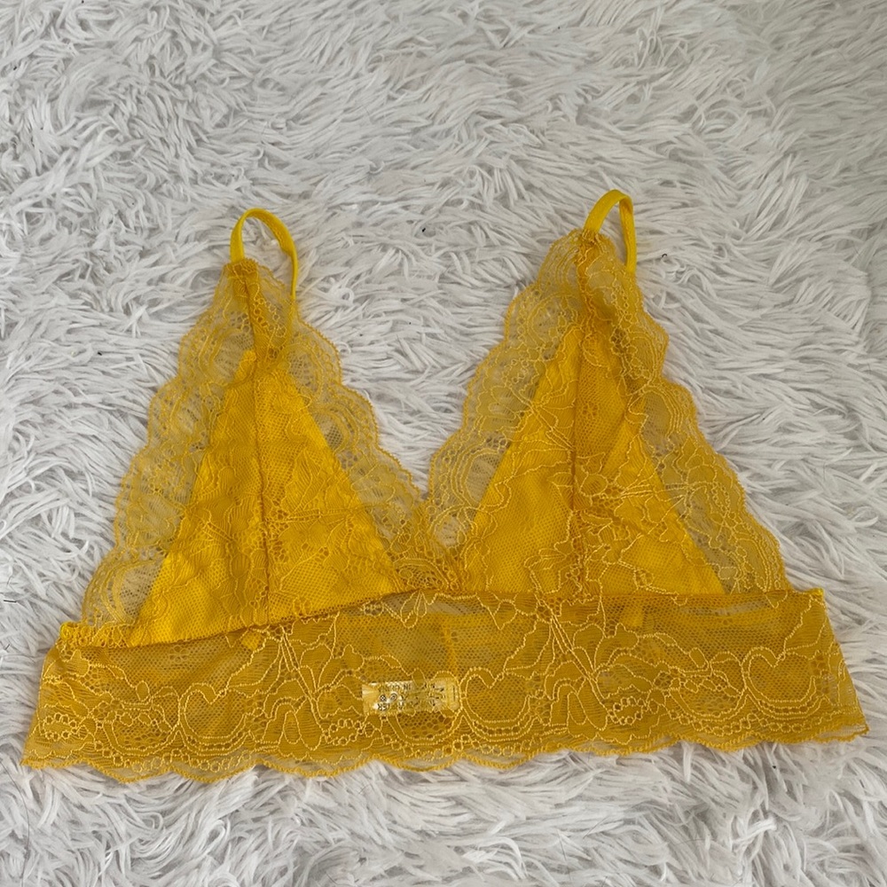 Yellow lace triangle bralette